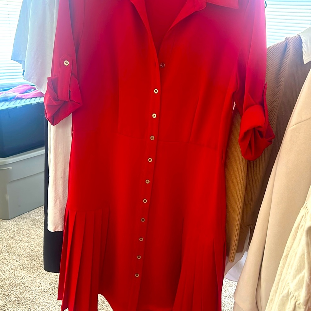 Sharagano red dress.